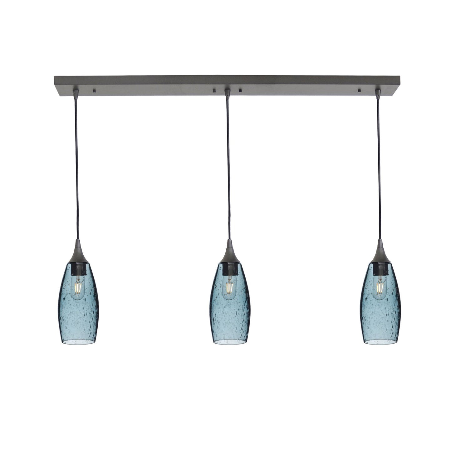 147 3 Pendant Linear Chandelier-Glass-Bicycle Glass Co - Hotshop-Antique Bronze - 4ft Downrod-Lunar-Slate Gray-Bicycle Glass Co