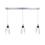 147 3 Pendant Linear Chandelier-Glass-Bicycle Glass Co - Hotshop-Brushed Nickel - 4ft Cord-Swell-Eco Clear-Bicycle Glass Co