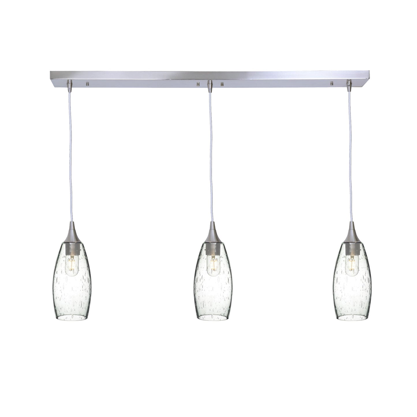 147 3 Pendant Linear Chandelier-Glass-Bicycle Glass Co - Hotshop-Brushed Nickel - Custom-Lunar-Eco Clear-Bicycle Glass Co