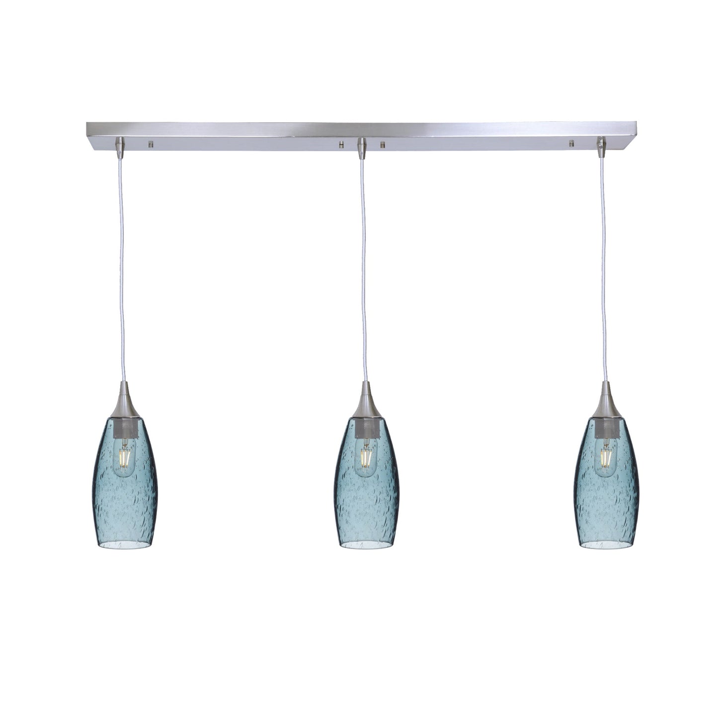 147 3 Pendant Linear Chandelier-Glass-Bicycle Glass Co - Hotshop-Brushed Nickel - Custom-Lunar-Slate Gray-Bicycle Glass Co