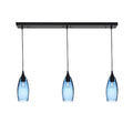 147 3 Pendant Linear Chandelier-Glass-Bicycle Glass Co - Hotshop-Matte Black - 4ft Cord-Lunar-Steel Blue-Bicycle Glass Co