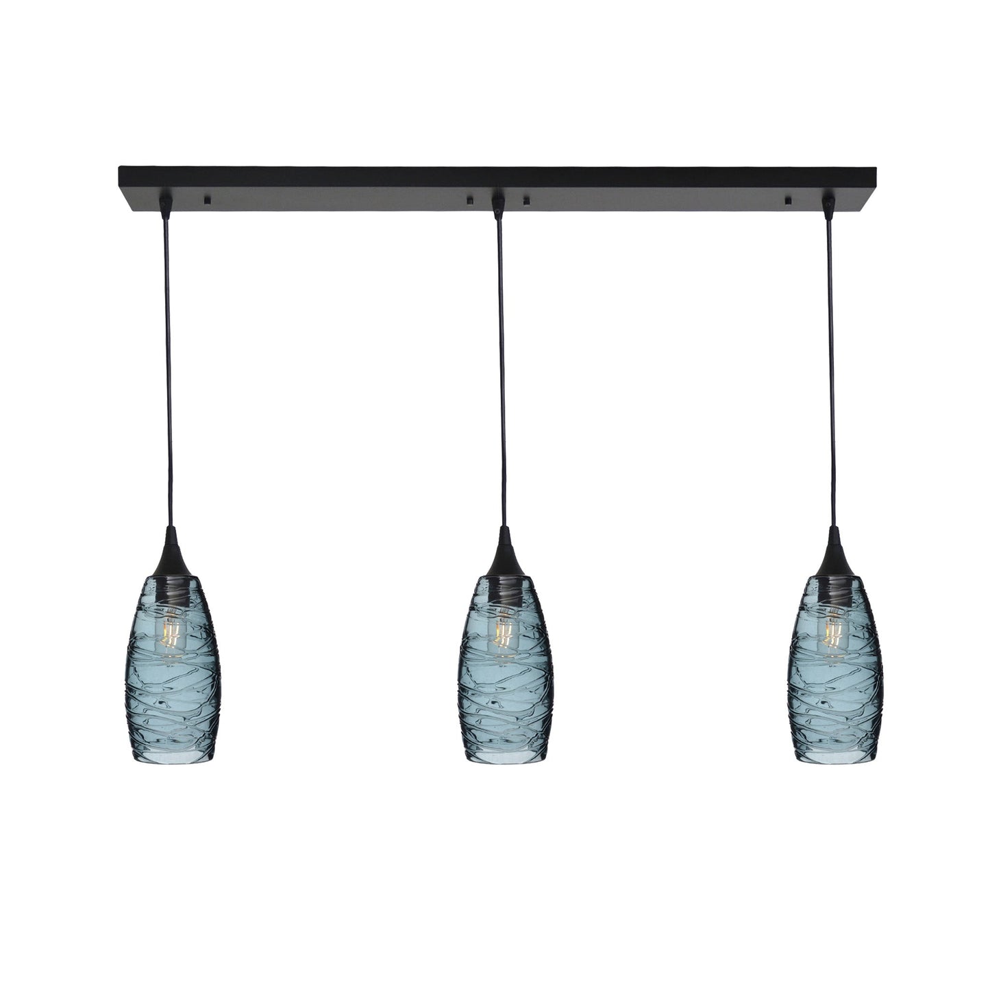 147 3 Pendant Linear Chandelier-Glass-Bicycle Glass Co - Hotshop-Matte Black - 4ft Downrod-Spun-Slate Gray-Bicycle Glass Co