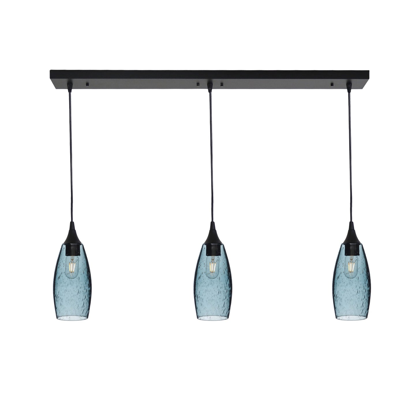 147 3 Pendant Linear Chandelier-Glass-Bicycle Glass Co - Hotshop-Matte Black - 8ft Downrod-Lunar-Slate Gray-Bicycle Glass Co