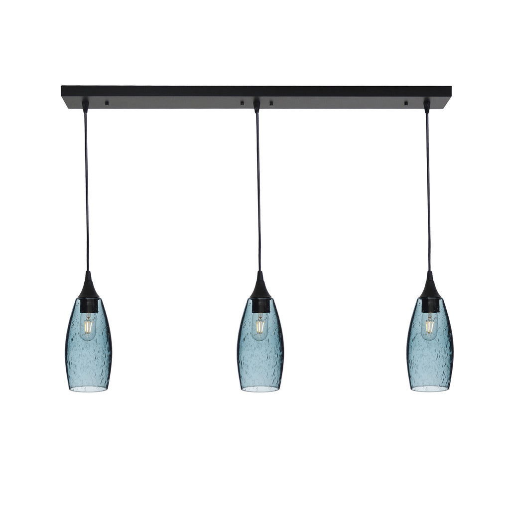147 3 Pendant Linear Chandelier-Glass-Bicycle Glass Co - Hotshop-Matte Black - Custom-Lunar-Slate Gray-Bicycle Glass Co