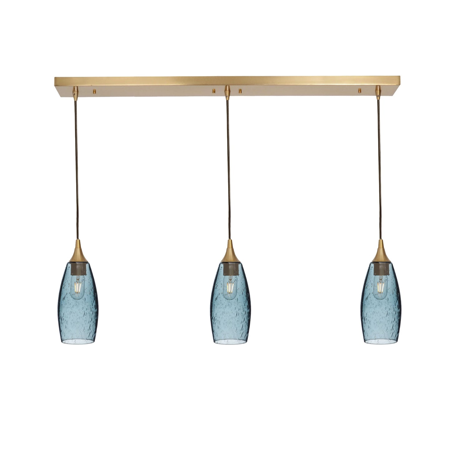 147 3 Pendant Linear Chandelier-Glass-Bicycle Glass Co - Hotshop-Polished Brass - 8ft Cord-Lunar-Slate Gray-Bicycle Glass Co