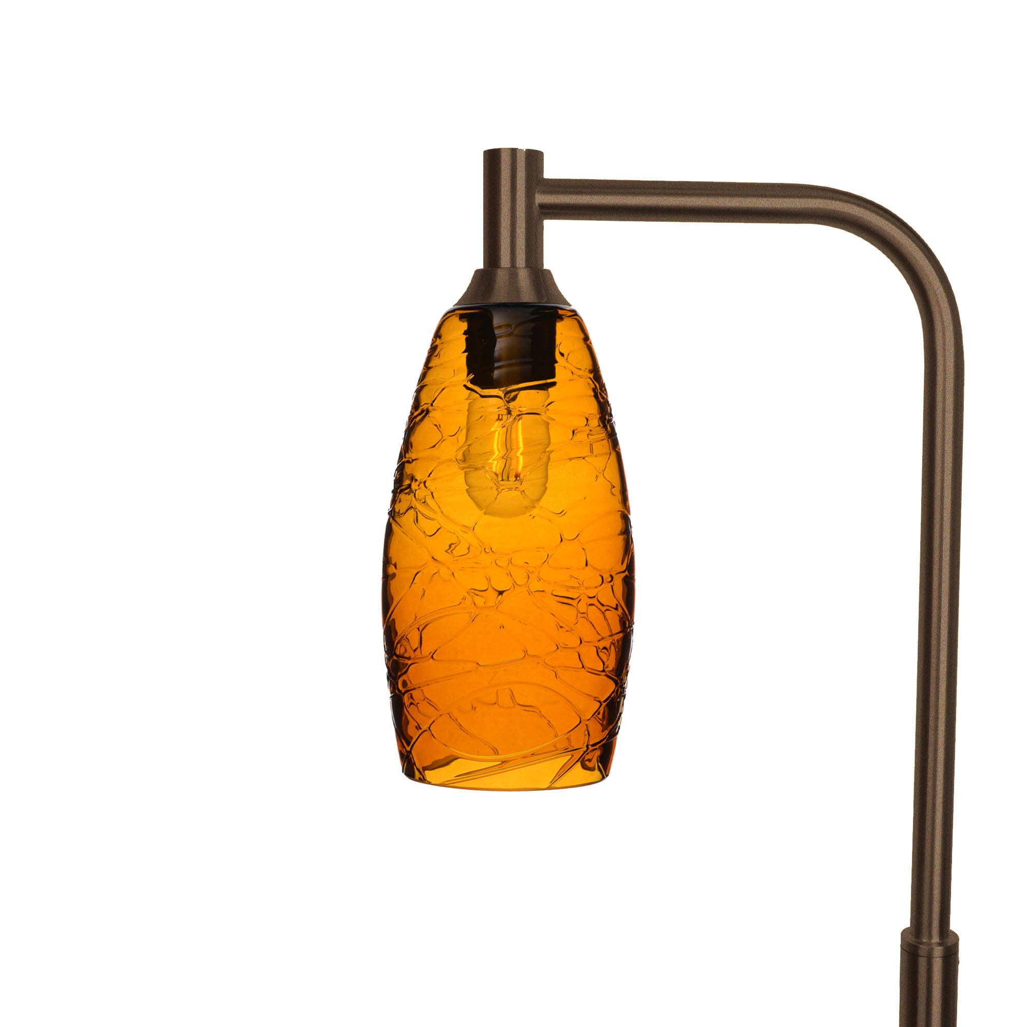 147 Floor Lamp-Bicycle Glass Co-Spun-Golden Amber-Antique Bronze-Bicycle Glass Co