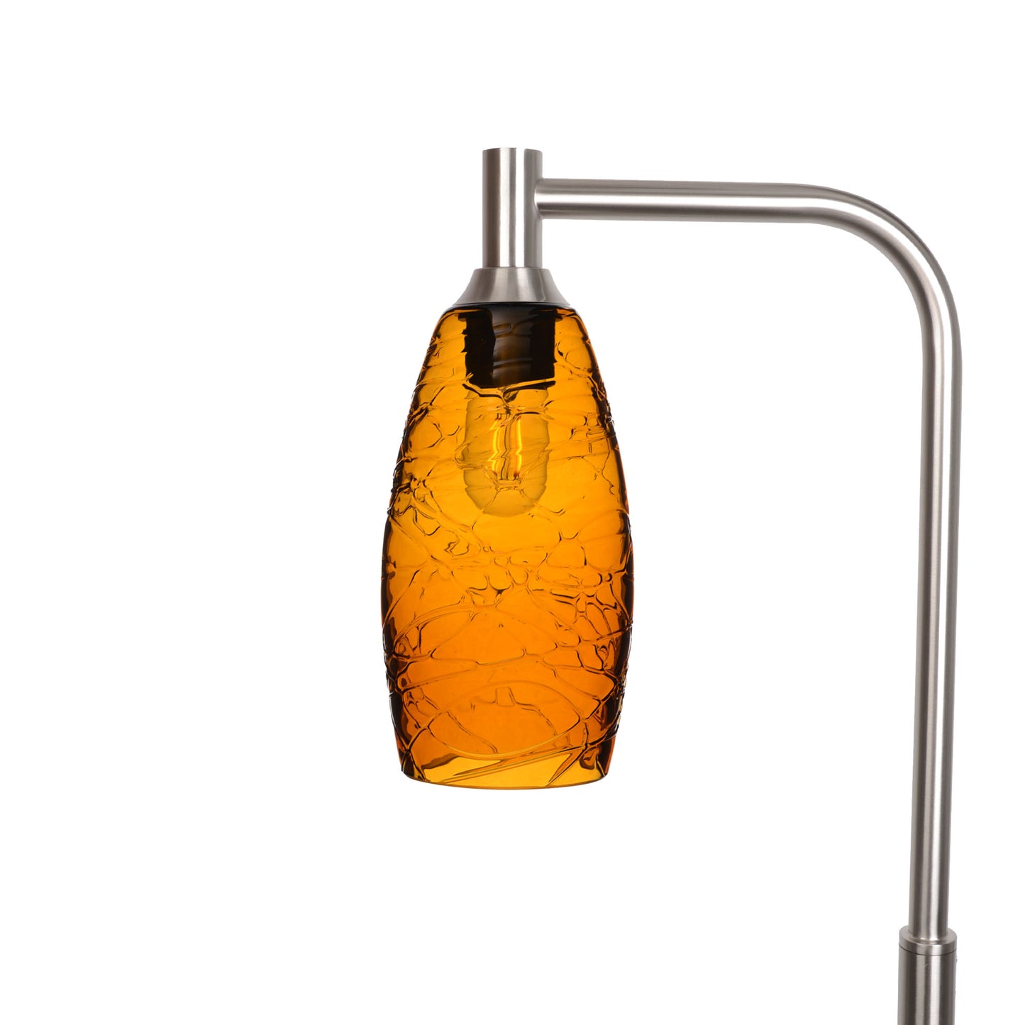 147 Floor Lamp-Bicycle Glass Co-Spun-Golden Amber-Brushed Nickel-Bicycle Glass Co