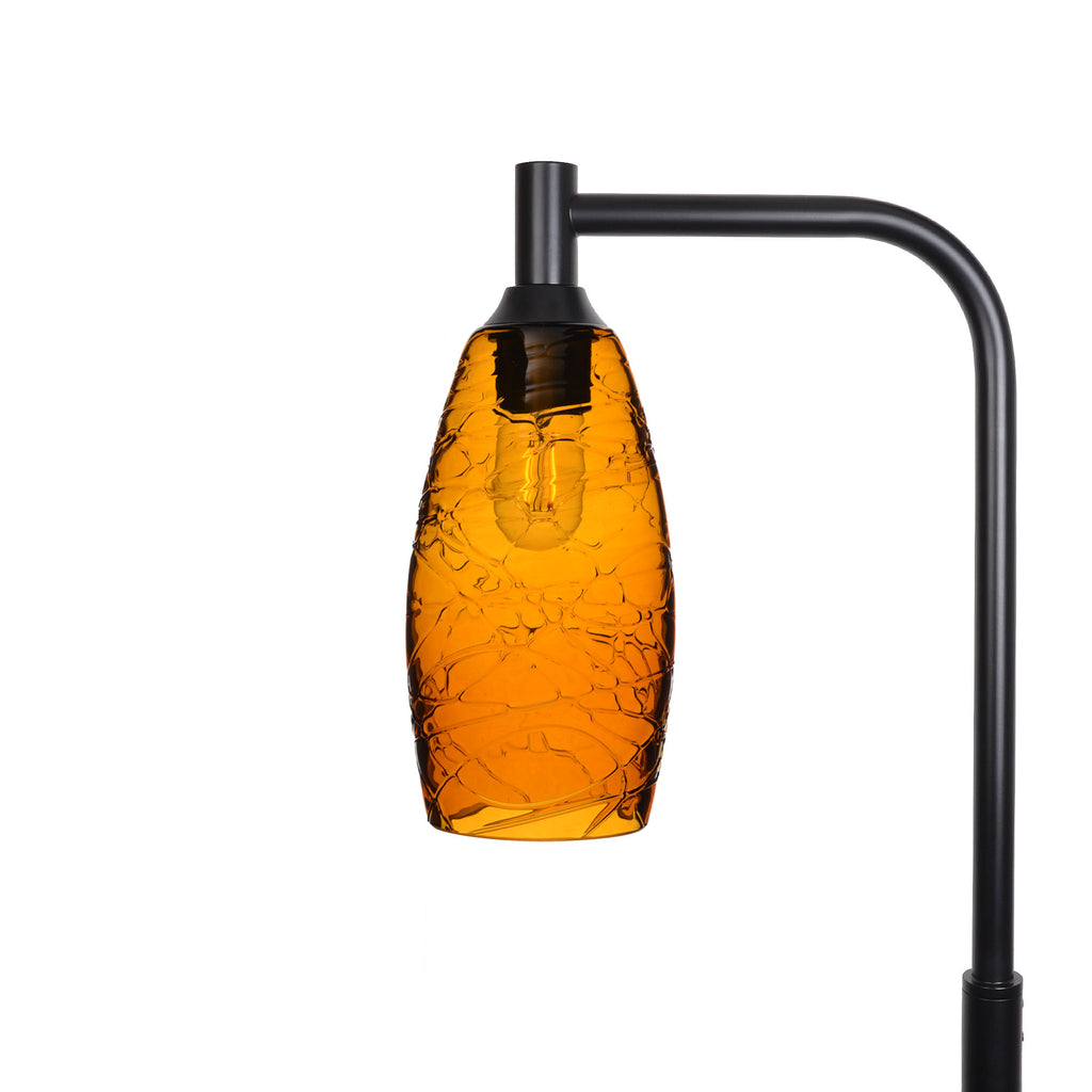 147 Floor Lamp-Bicycle Glass Co-Spun-Golden Amber-Matte Black-Bicycle Glass Co