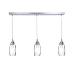 147 Lunar: 3 Pendant Linear Chandelier-Glass-Bicycle Glass Co - Hotshop-Eco Clear-Brushed Nickel-Bicycle Glass Co