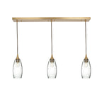 147 Lunar: 3 Pendant Linear Chandelier-Glass-Bicycle Glass Co - Hotshop-Eco Clear-Polished Brass-Bicycle Glass Co