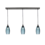 147 Lunar: 3 Pendant Linear Chandelier-Glass-Bicycle Glass Co - Hotshop-Slate Gray-Antique Bronze-Bicycle Glass Co
