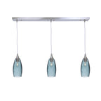147 Lunar: 3 Pendant Linear Chandelier-Glass-Bicycle Glass Co - Hotshop-Slate Gray-Brushed Nickel-Bicycle Glass Co