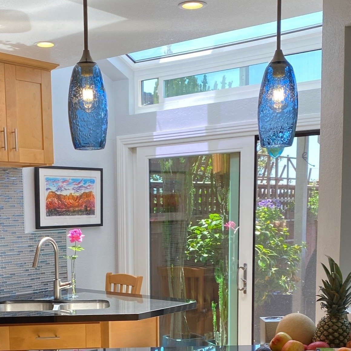 147 Lunar: Single Pendant Light-Glass-Bicycle Glass Co-Steel Blue-Bicycle Glass Co