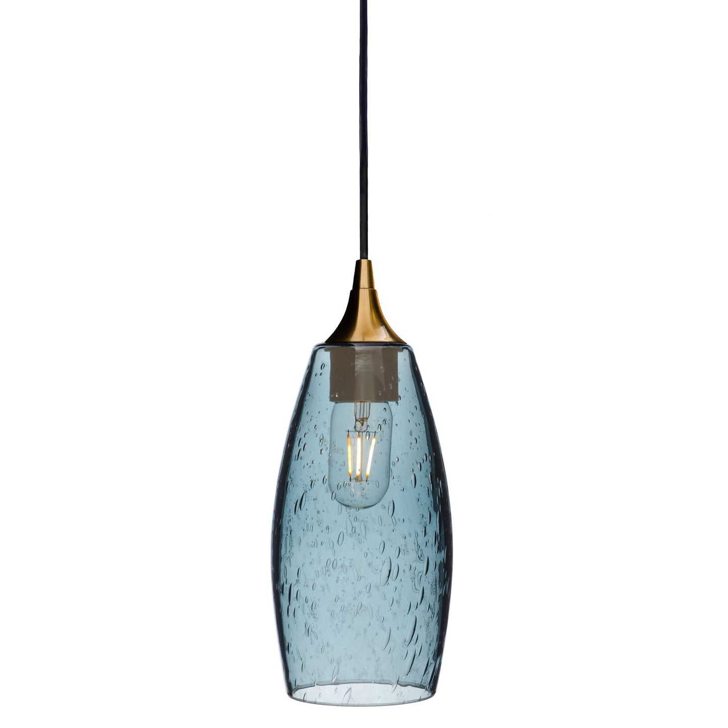 147 Lunar: Single Pendant Light-Glass-Bicycle Glass Co - Hotshop-Slate Gray-Polished Brass-Bicycle Glass Co