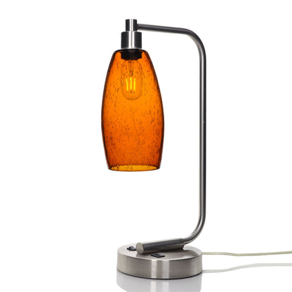 147 Lunar: Table Lamp-Glass-Bicycle Glass Co - Hotshop-Golden Amber-Brushed Nickel-Bicycle Glass Co
