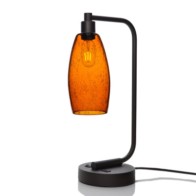 147 Lunar: Table Lamp-Glass-Bicycle Glass Co - Hotshop-Golden Amber-Matte Black-Bicycle Glass Co