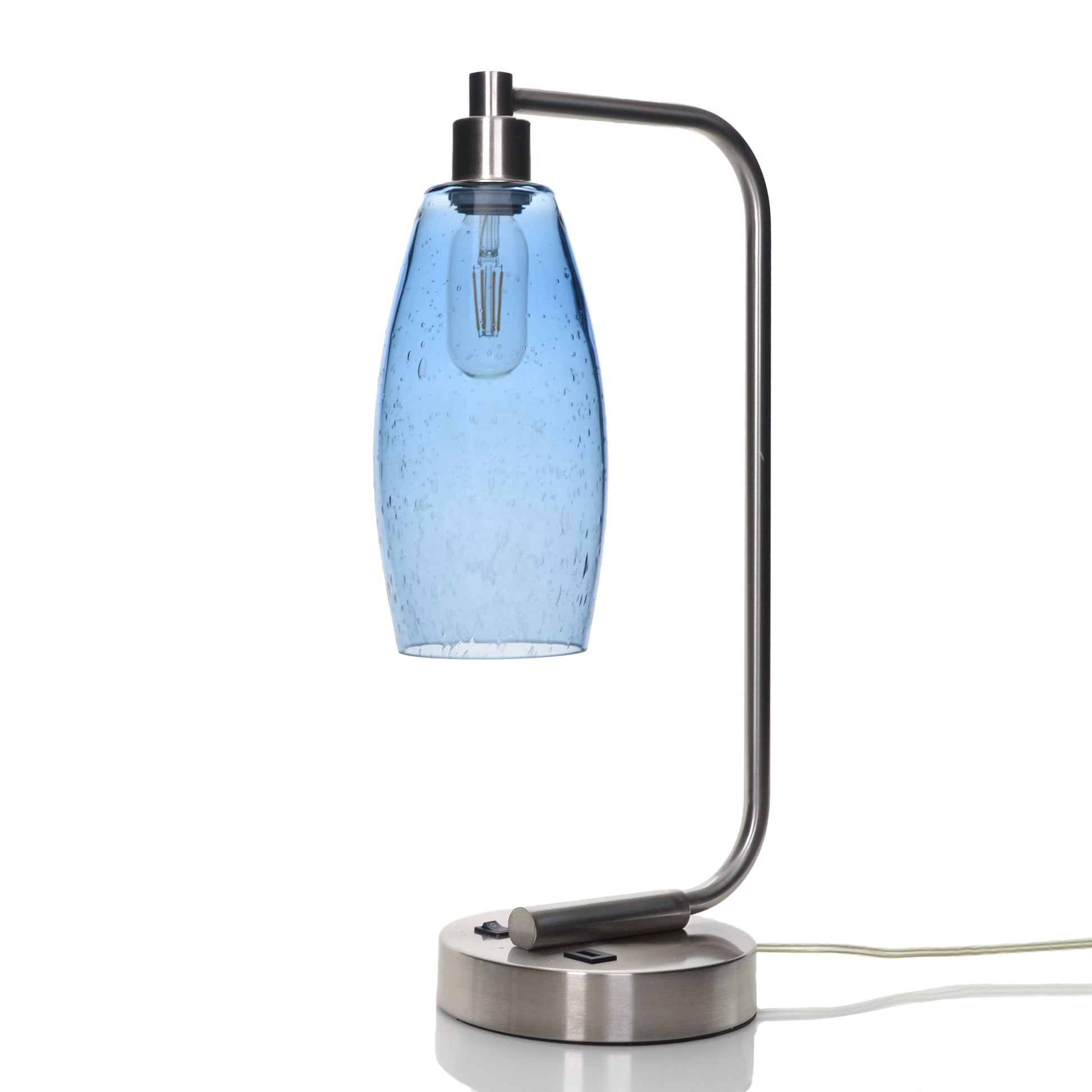 147 Lunar: Table Lamp-Glass-Bicycle Glass Co - Hotshop-Steel Blue-Brushed Nickel-Bicycle Glass Co
