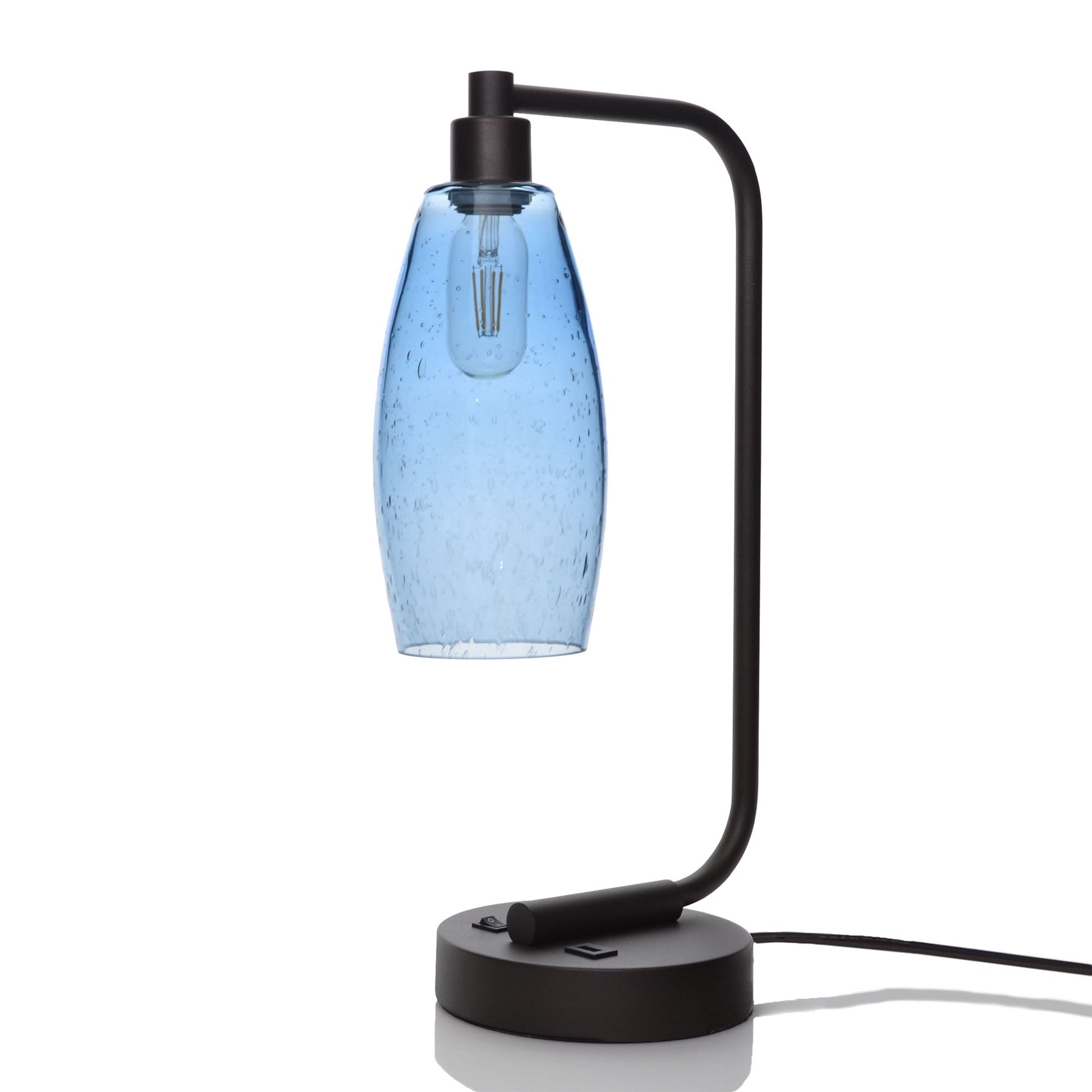 147 Lunar: Table Lamp-Glass-Bicycle Glass Co - Hotshop-Steel Blue-Matte Black-Bicycle Glass Co