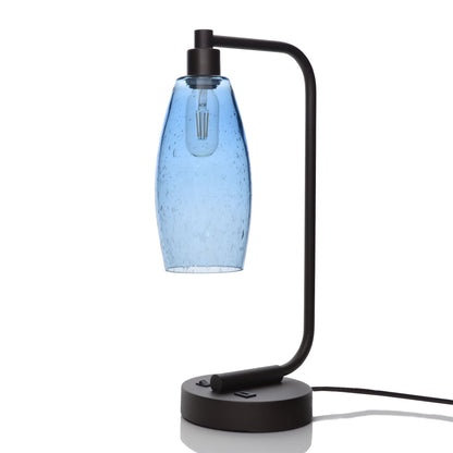 147 Lunar: Table Lamp-Glass-Bicycle Glass Co - Hotshop-Steel Blue-Matte Black-Bicycle Glass Co