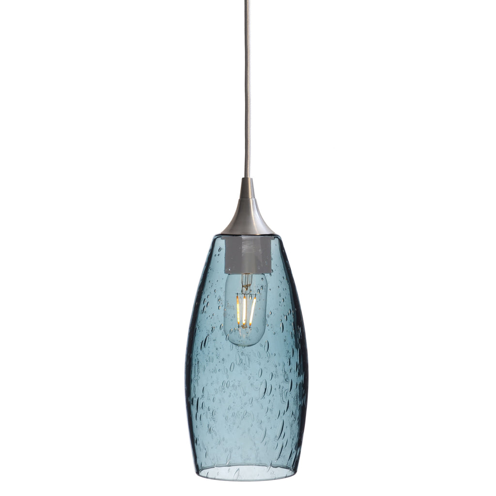147 Single Pendant Light-Bicycle Glass Co-Brushed Nickel 15ft Cord + Track Mount-Lunar-Slate Gray-Bicycle Glass Co