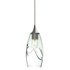 147 Single Pendant Light-Bicycle Glass Co-Brushed Nickel 15ft Cord + Track Mount-Swell-Eco Clear-Bicycle Glass Co