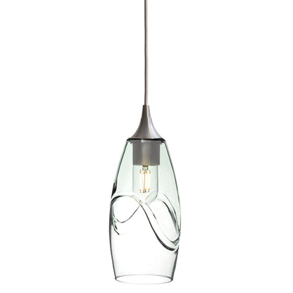 147 Single Pendant Light-Bicycle Glass Co-Brushed Nickel 15ft Cord + Track Mount-Swell-Eco Clear-Bicycle Glass Co