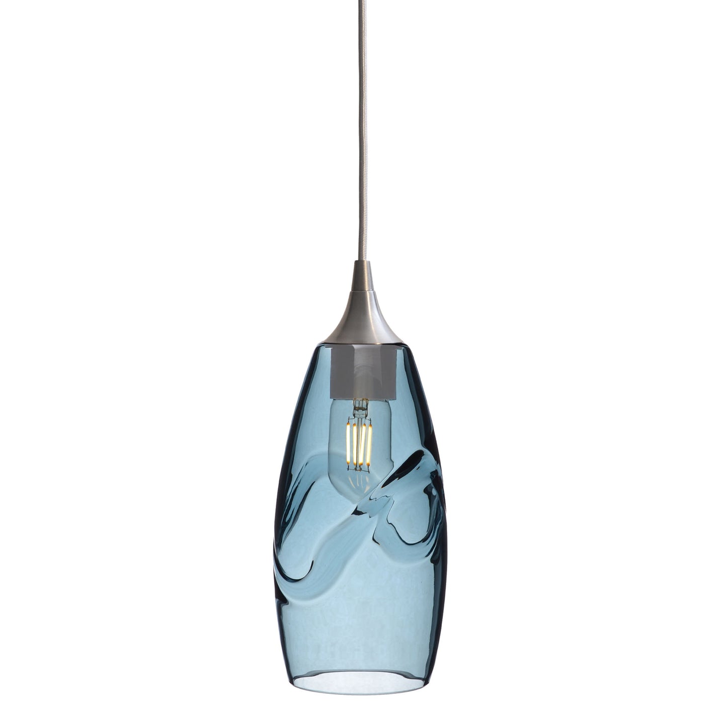 147 Single Pendant Light-Bicycle Glass Co-Brushed Nickel 15ft Cord + Track Mount-Swell-Slate Gray-Bicycle Glass Co