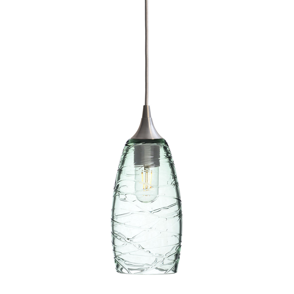 147 Single Pendant Light-Bicycle Glass Co-Brushed Nickel 15ft Cord + Track Mount-Spun-Eco Clear-Bicycle Glass Co