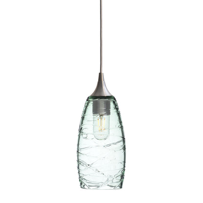 147 Single Pendant Light-Bicycle Glass Co-Brushed Nickel 15ft Cord + Track Mount-Spun-Eco Clear-Bicycle Glass Co
