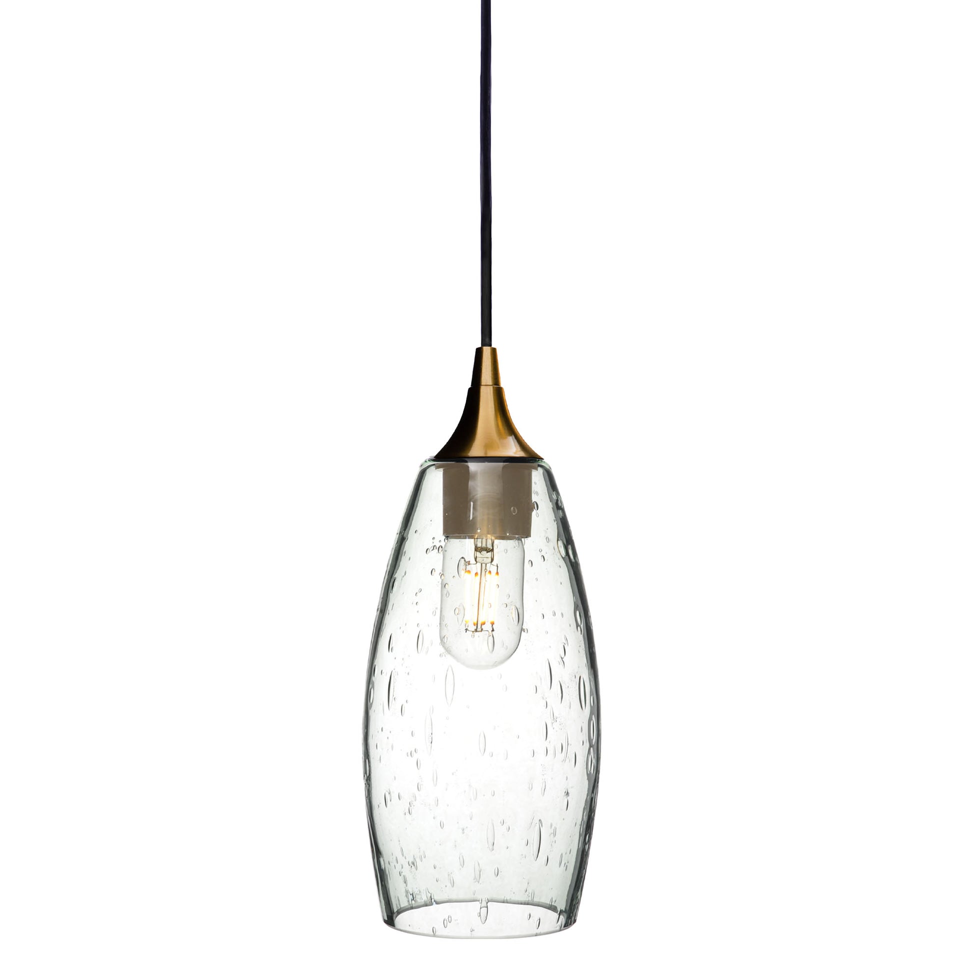 147 Single Pendant Light-Bicycle Glass Co-Polished Brass 15ft Cord + Track Mount-Lunar-Eco Clear-Bicycle Glass Co