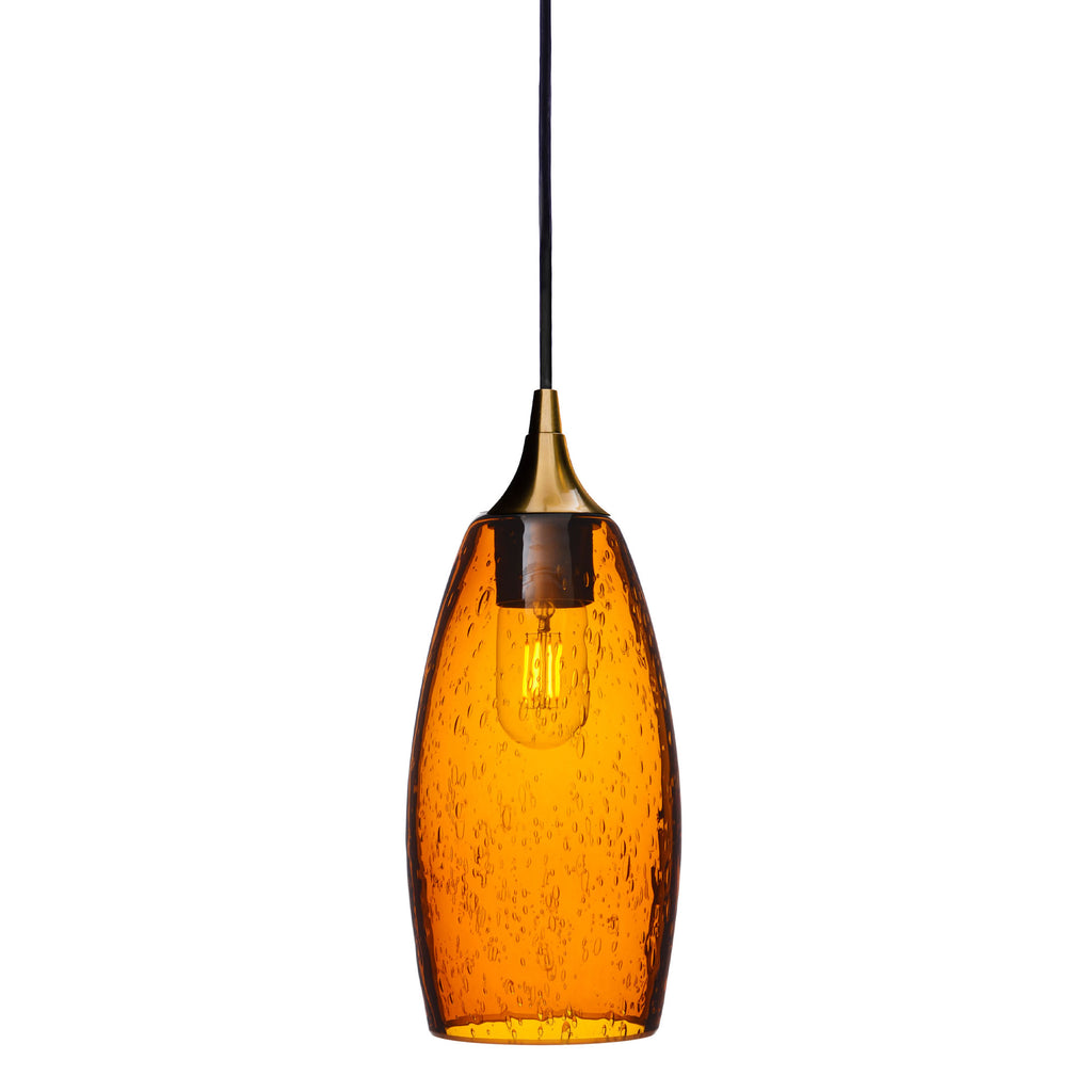 147 Single Pendant Light-Bicycle Glass Co-Polished Brass 15ft Cord + Track Mount-Lunar-Golden Amber-Bicycle Glass Co