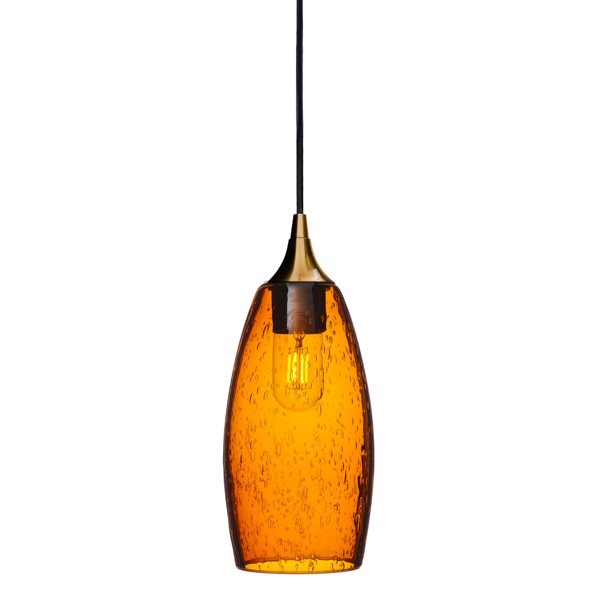 147 Single Pendant Light-Bicycle Glass Co-Polished Brass 15ft Cord + Track Mount-Lunar-Golden Amber-Bicycle Glass Co