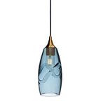 147 Single Pendant Light-Bicycle Glass Co-Polished Brass 15ft Cord + Track Mount-Swell-Slate Gray-Bicycle Glass Co