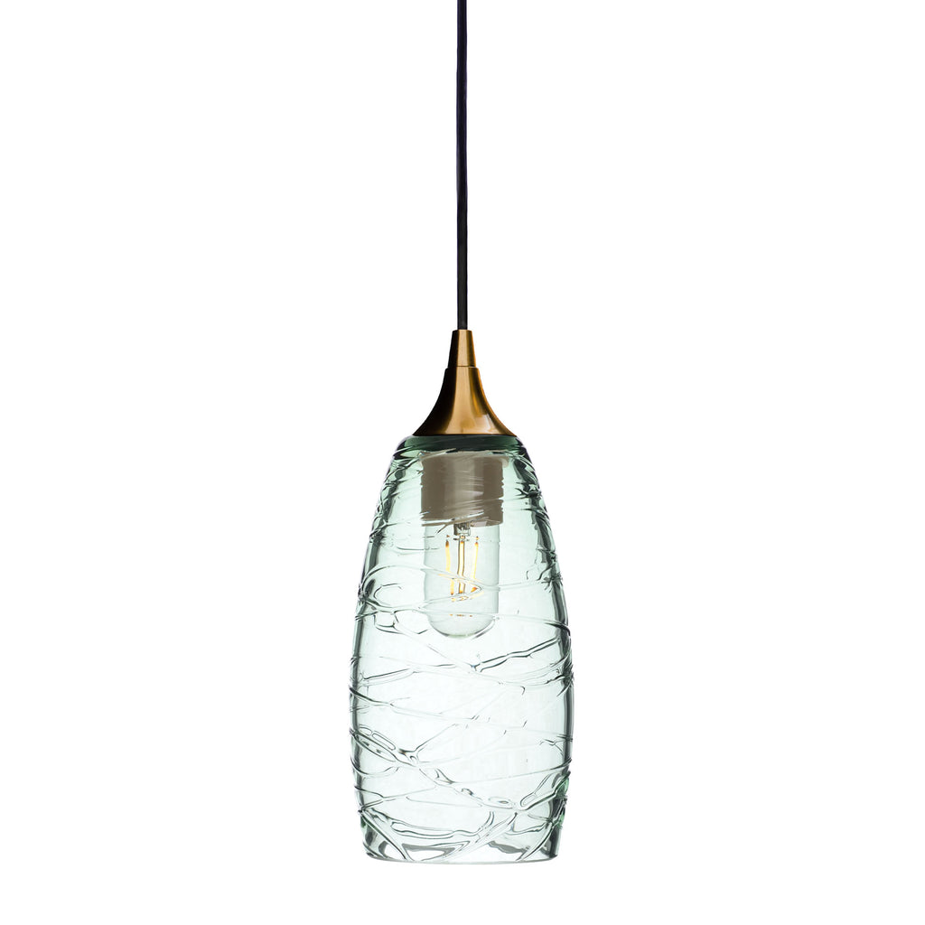 147 Single Pendant Light-Bicycle Glass Co-Polished Brass 15ft Cord + Track Mount-Spun-Eco Clear-Bicycle Glass Co