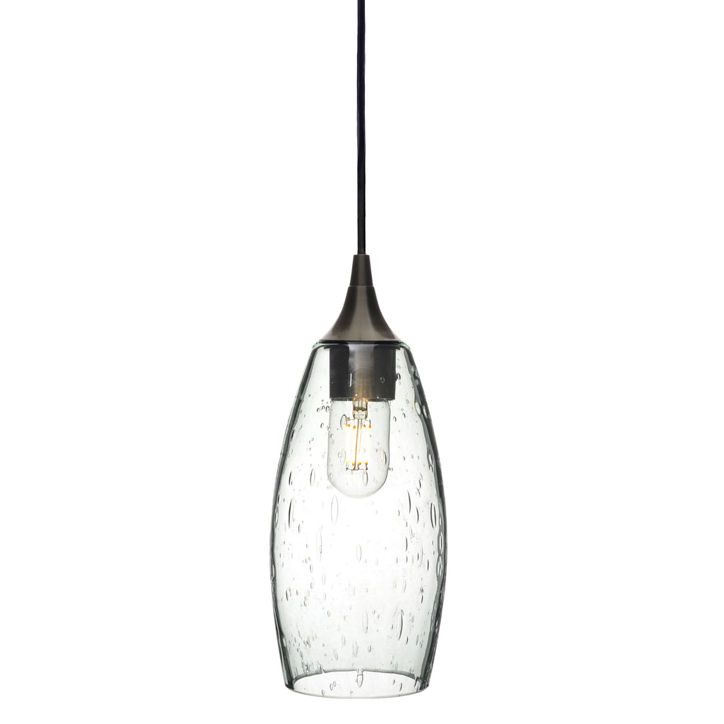 147 Single Pendant Light-Bicycle Glass Co-Antique Bronze 15ft Cord + Track Mount-Lunar-Eco Clear-Bicycle Glass Co