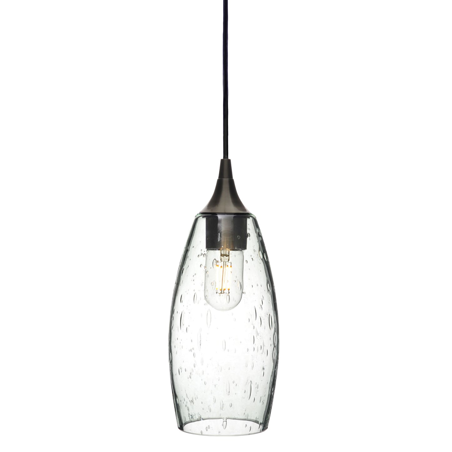 147 Single Pendant Light-Bicycle Glass Co-Antique Bronze 15ft Cord + Track Mount-Lunar-Eco Clear-Bicycle Glass Co