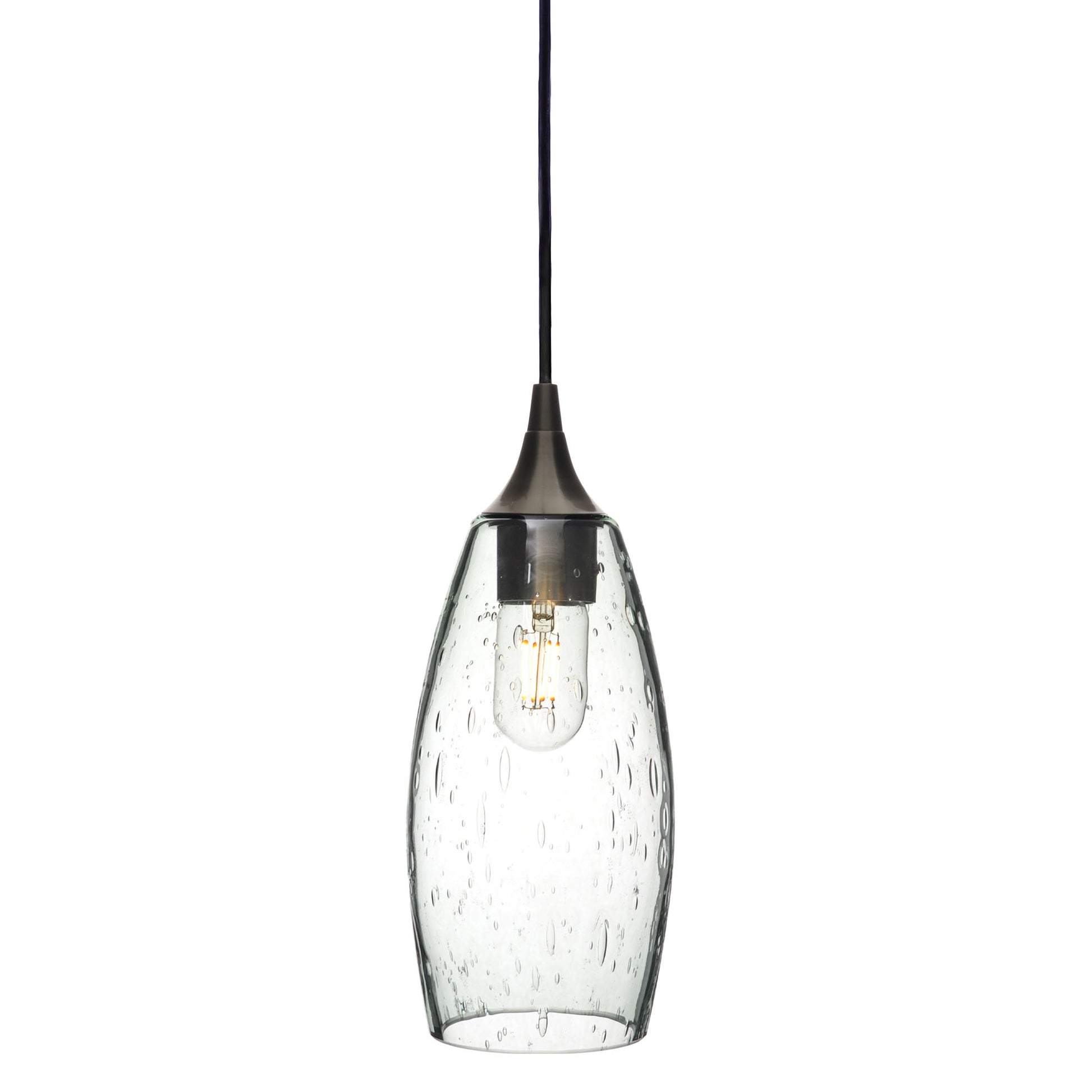147 Single Pendant Light-Bicycle Glass Co-Antique Bronze 15ft Cord + Track Mount-Lunar-Eco Clear-Bicycle Glass Co