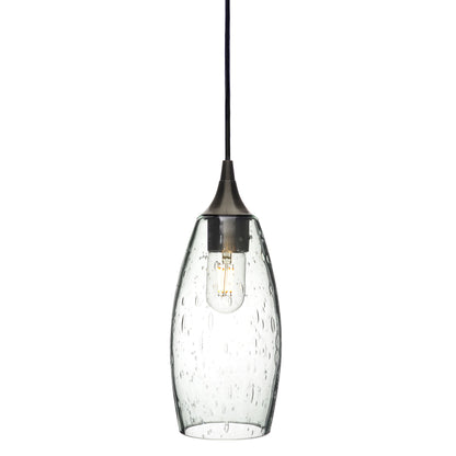 147 Single Pendant Light-Bicycle Glass Co-Antique Bronze 15ft Cord + Track Mount-Lunar-Eco Clear-Bicycle Glass Co