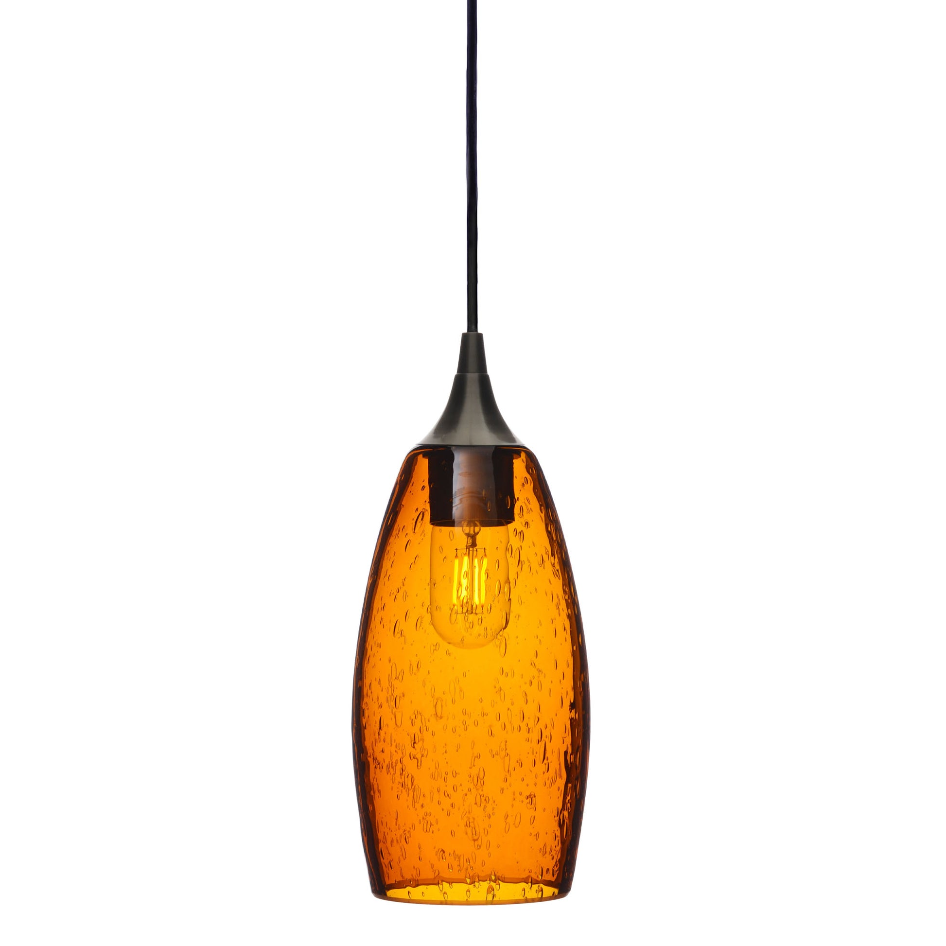 147 Single Pendant Light-Bicycle Glass Co-Antique Bronze 15ft Cord + Track Mount-Lunar-Golden Amber-Bicycle Glass Co