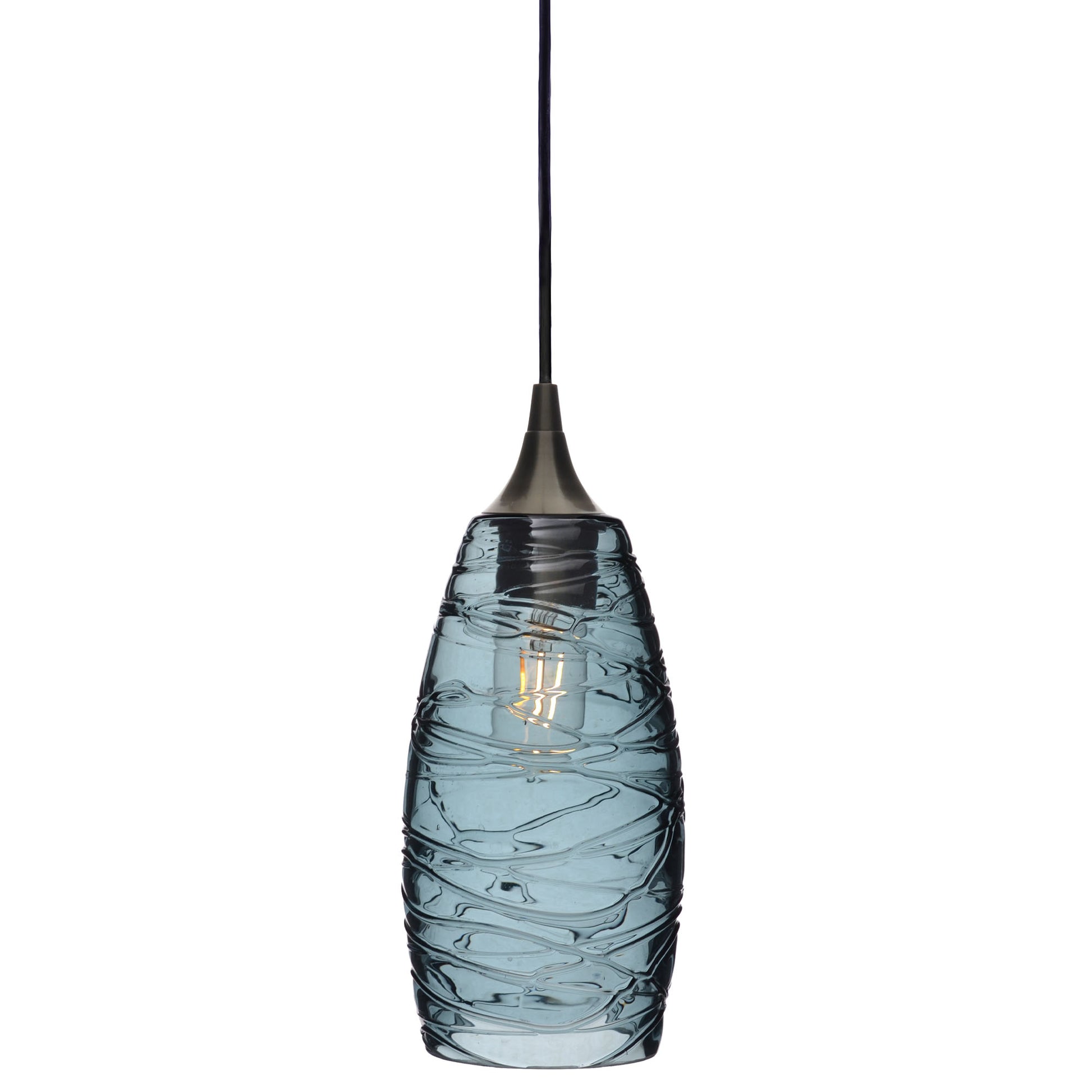 147 Single Pendant Light-Bicycle Glass Co-Antique Bronze 15ft Cord + Track Mount-Spun-Slate Gray-Bicycle Glass Co
