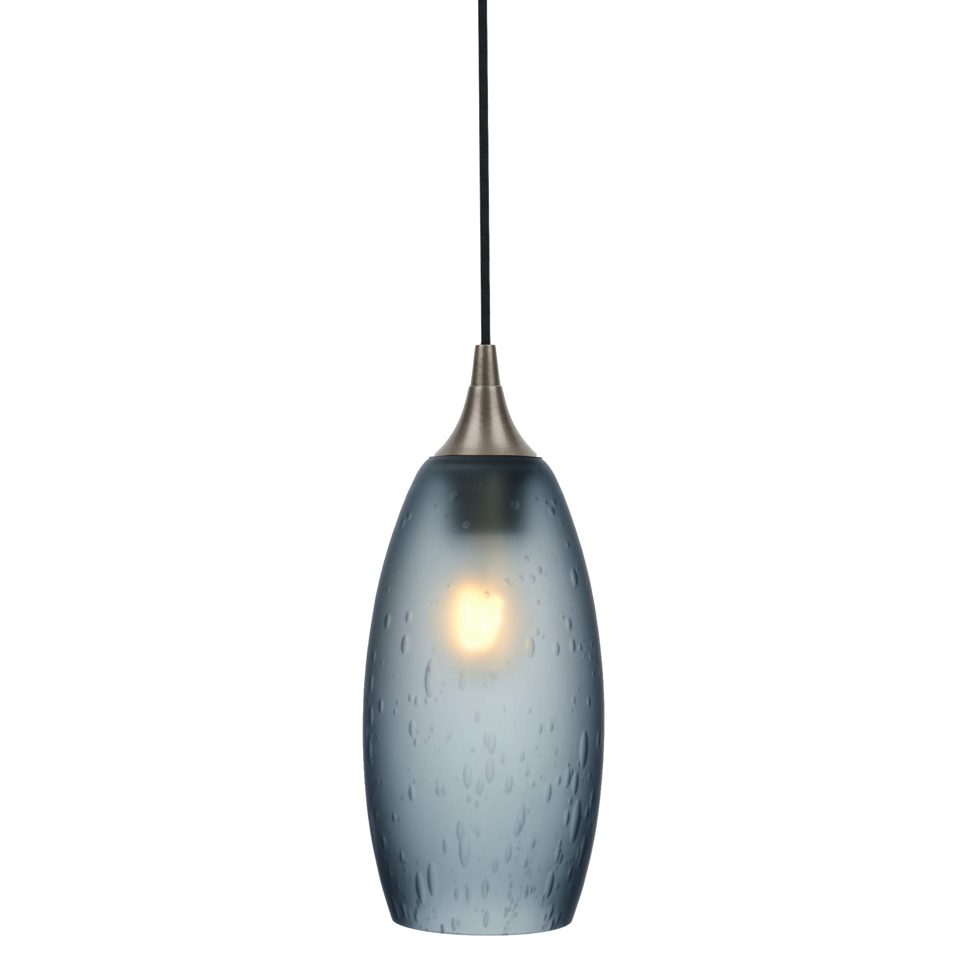147 Single Pendant Light-Bicycle Glass Co-Antique Bronze - 4ft Cord-Celestial-Steel Blue-Bicycle Glass Co