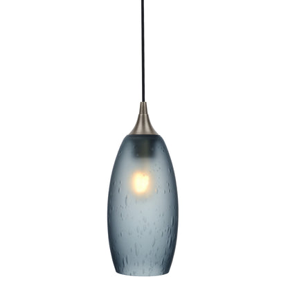 147 Single Pendant Light-Bicycle Glass Co-Antique Bronze - 4ft Cord-Celestial-Steel Blue-Bicycle Glass Co