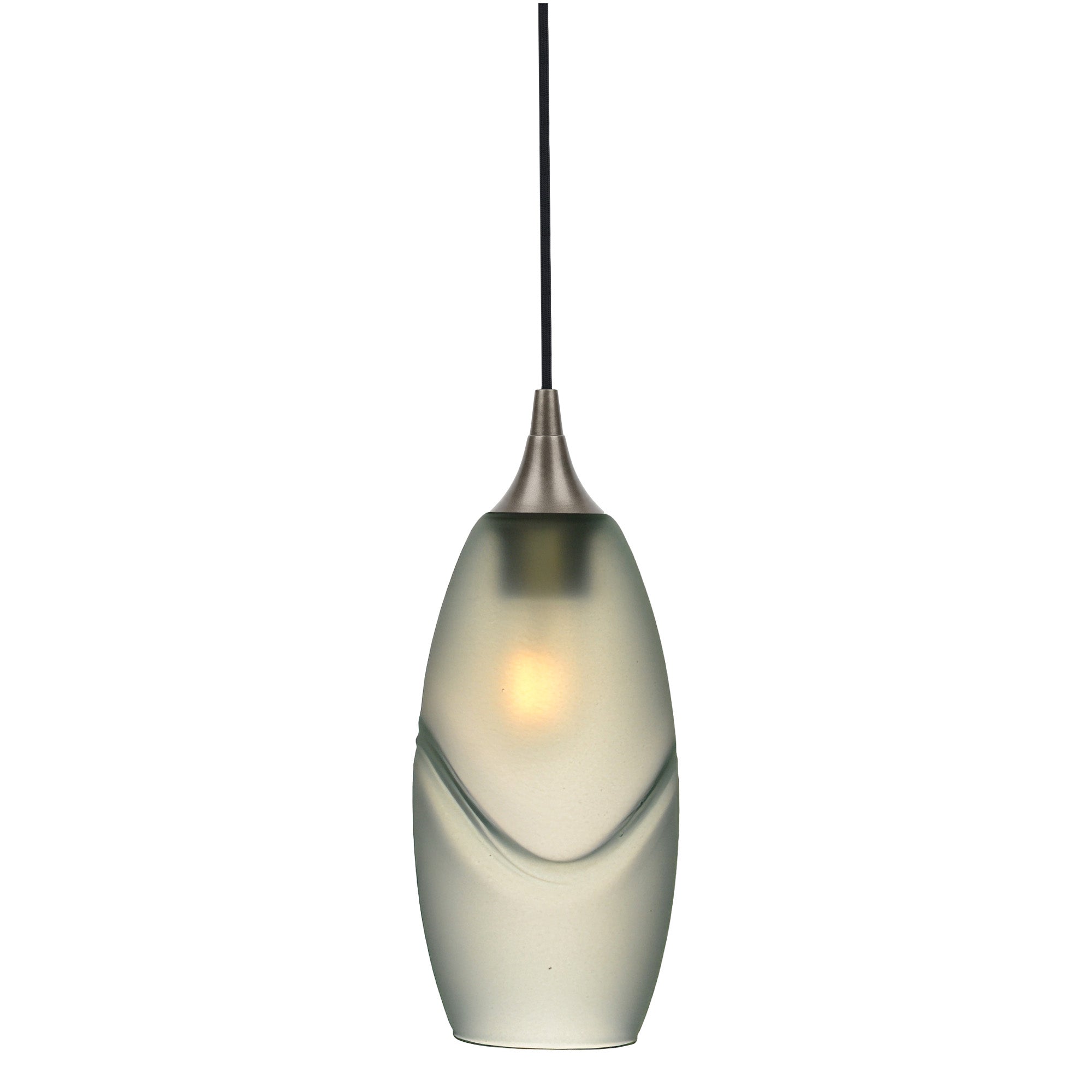 147 Single Pendant Light-Bicycle Glass Co-Antique Bronze - 4ft Cord-Glacial-Eco Clear-Bicycle Glass Co