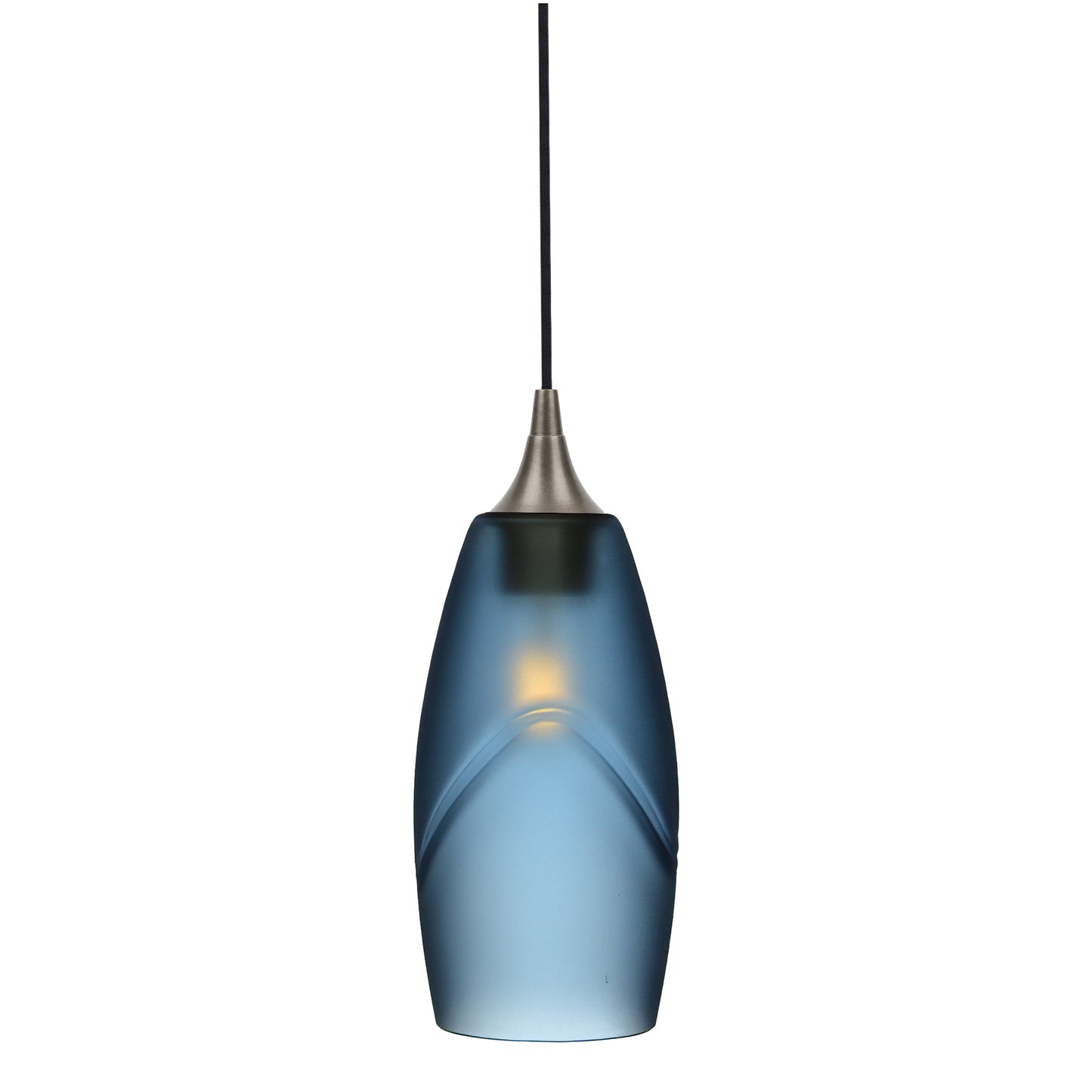 147 Single Pendant Light-Bicycle Glass Co-Antique Bronze - 4ft Cord-Glacial-Steel Blue-Bicycle Glass Co