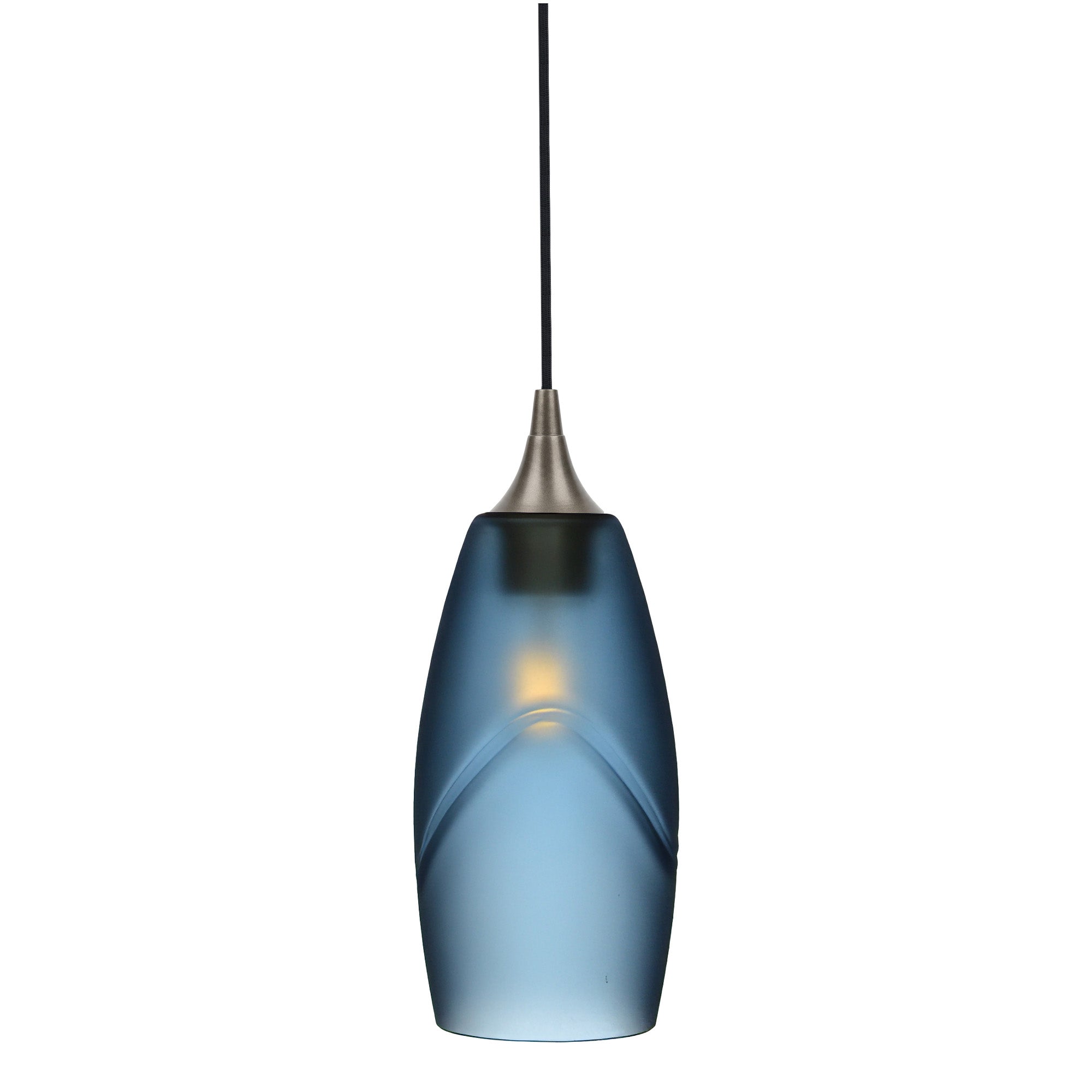 147 Single Pendant Light-Bicycle Glass Co-Antique Bronze - 4ft Cord-Glacial-Steel Blue-Bicycle Glass Co