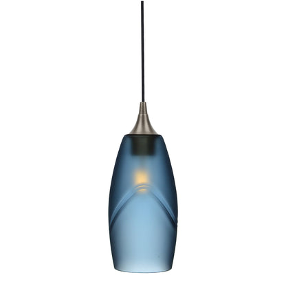 147 Single Pendant Light-Bicycle Glass Co-Antique Bronze - 4ft Cord-Glacial-Steel Blue-Bicycle Glass Co