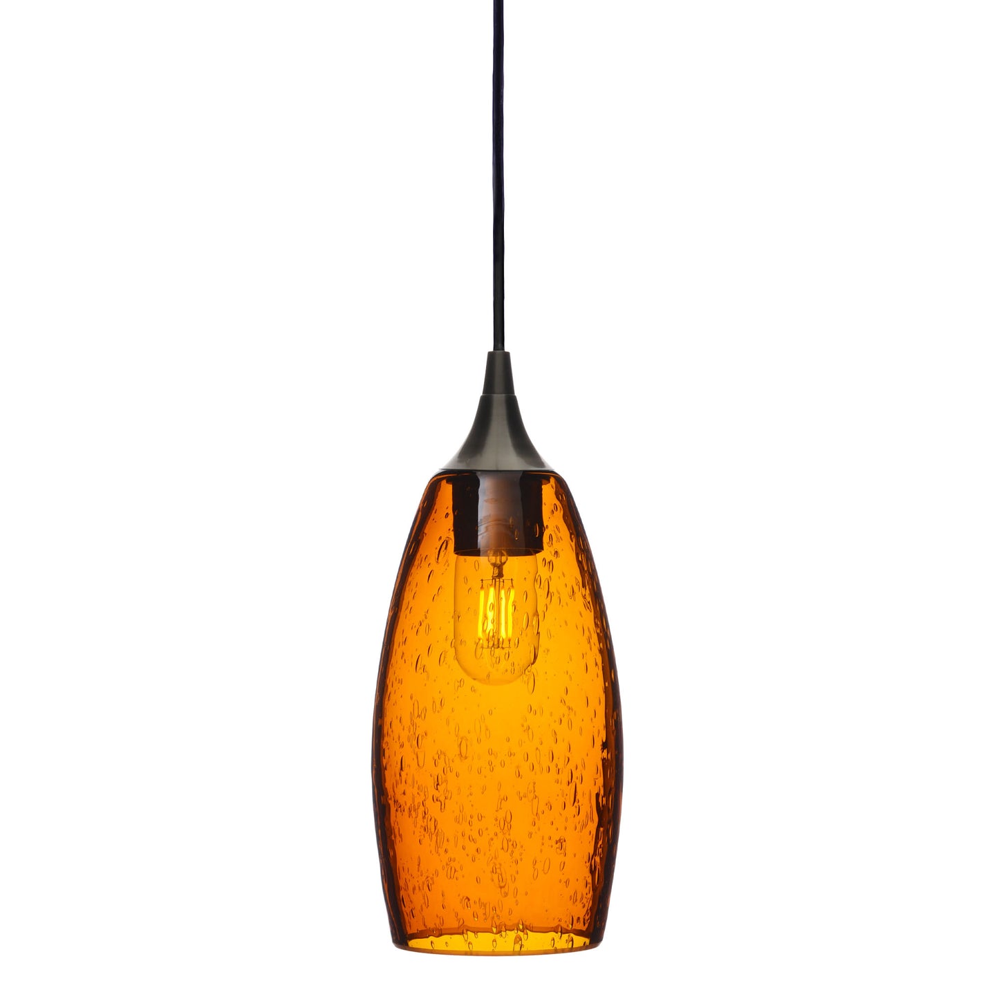 147 Single Pendant Light-Bicycle Glass Co-Antique Bronze - 4ft Cord-Lunar-Golden Amber-Bicycle Glass Co