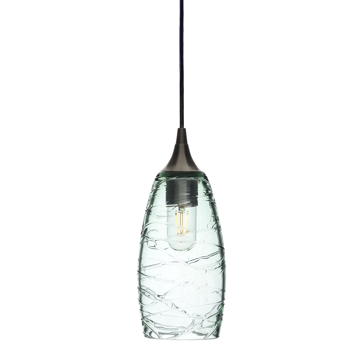 147 Single Pendant Light-Bicycle Glass Co-Antique Bronze - 4ft Cord-Spun-Eco Clear-Bicycle Glass Co