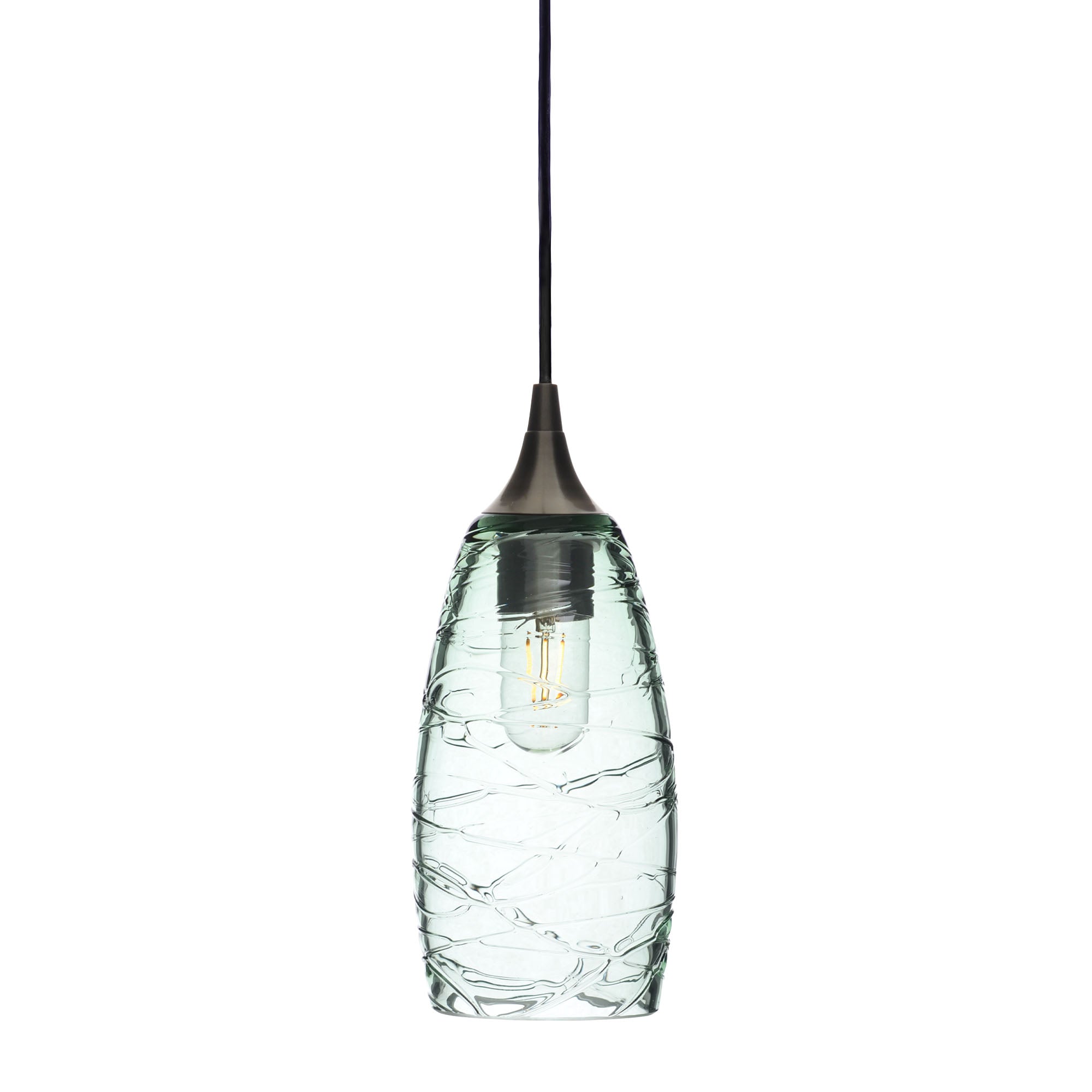 147 Single Pendant Light-Bicycle Glass Co-Antique Bronze - 4ft Cord-Spun-Eco Clear-Bicycle Glass Co