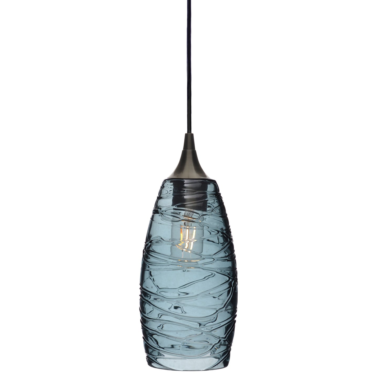 147 Single Pendant Light-Bicycle Glass Co-Antique Bronze - 4ft Cord-Spun-Slate Gray-Bicycle Glass Co